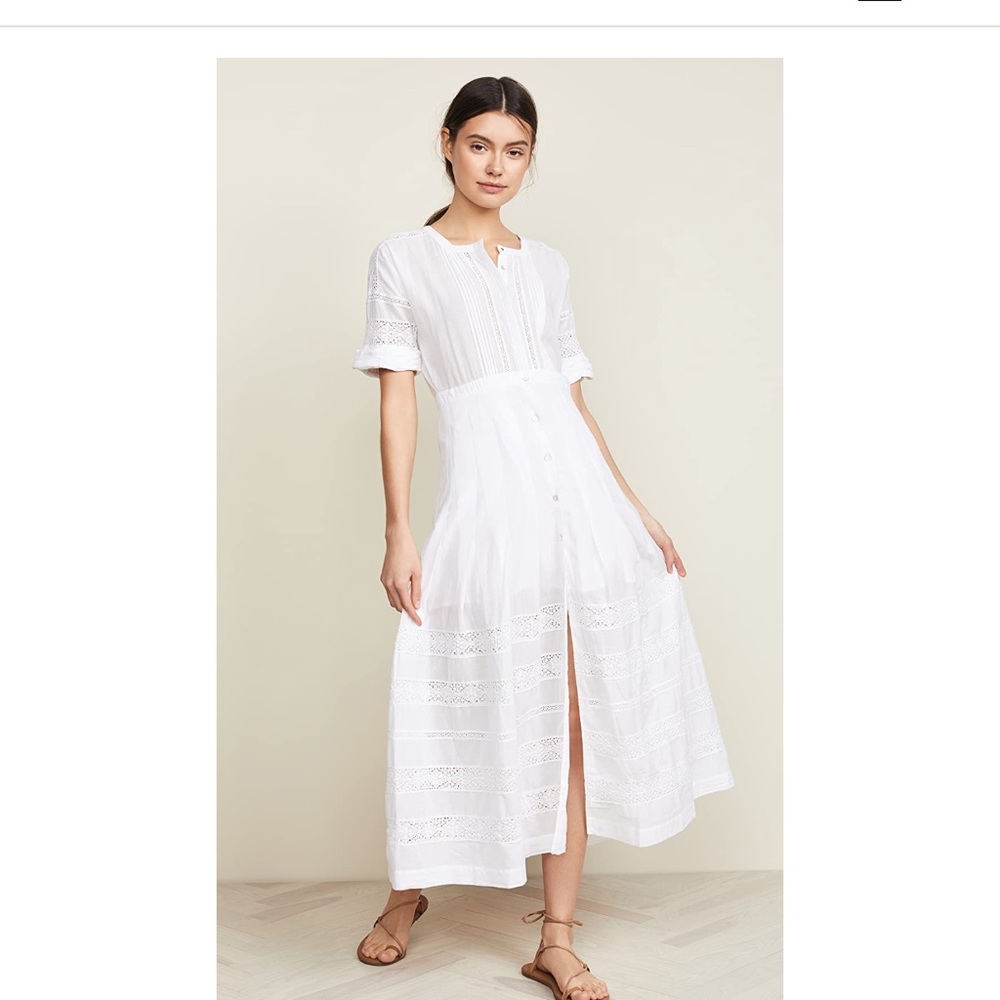 Love Shack Fancy Edie Midi Dress White XS